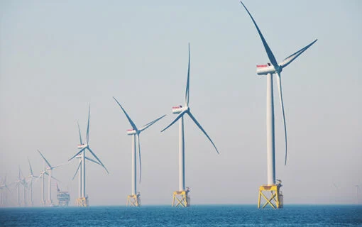 offshore wind turbines at sea