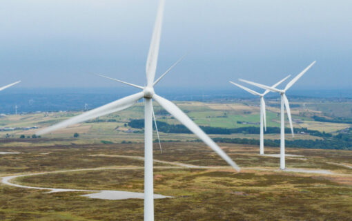 The 2MW turbine forms part of the Ovenden Moor Wind Farm in Halifax