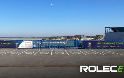 Farnborough International Conference Centre and Rolec EV logo