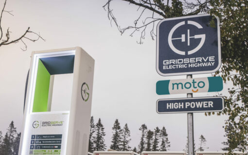 GRIDSERVE said it opened the first high-powered EV charging hub in Wales in partnership with Moto. Image: GRIDSERVE.