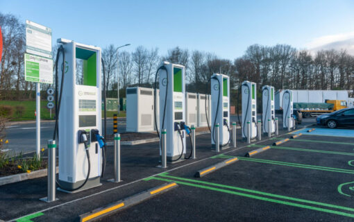 Moto and GRIDSERVE added 24 high-power EV chargers across three different sites in the UK. Image: GRIDSERVE