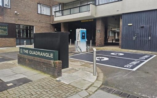 an ev charger in a car park
