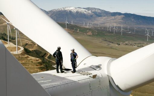 Amazon’s 2030 renewable energy target has been achieved as part of its Climate Pledge, aiming to have net zero carbon by 2040. Image: Amazon.