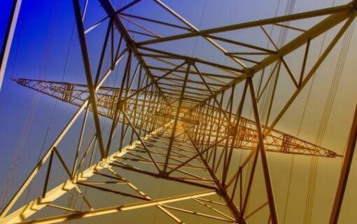 An under shot of a pylon