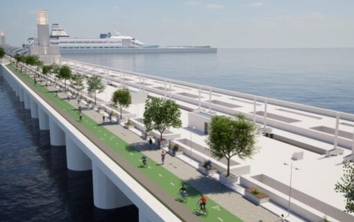 A 3D render of the proposed Mersey Tidal Power development