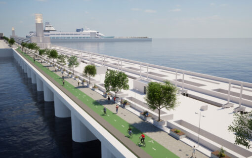 A 3D render of the proposed Mersey Tidal Power development.