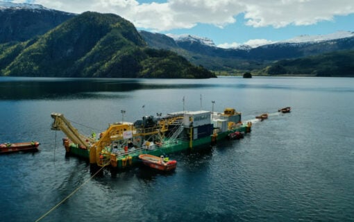 One of the specialist barges used to construct North Sea Link