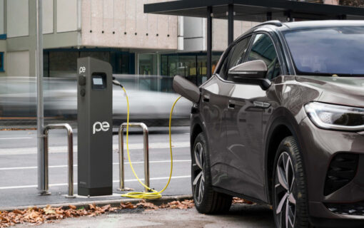 a car plugged into an ev charger