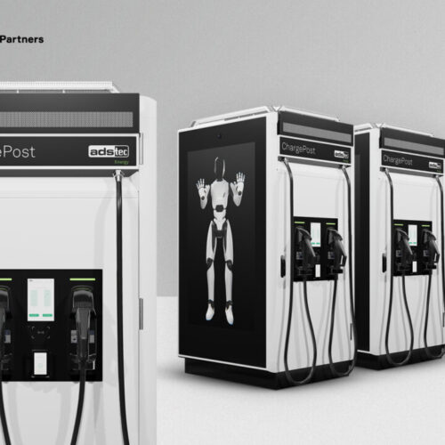 a 3d render of ev charger units