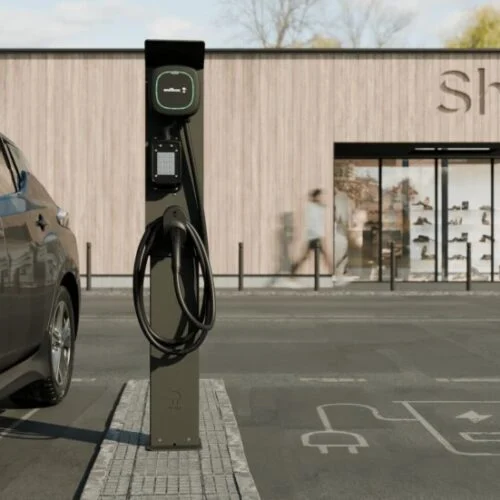 an ev charger in a car park
