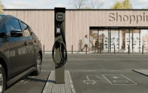 an ev charger in a car park