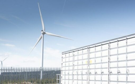 Vattenfall’s 22MW/16MWh battery is co-located with the 228MW Pen y Cymoedd Wind Farm in South Wales. Image: Vattenfall.