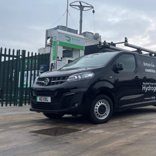 hydrogen van plugged in to refuel