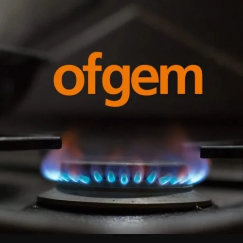 a gas cooker flame with the ofgem logo