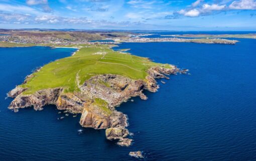 Aerial view of the Shetland Islands