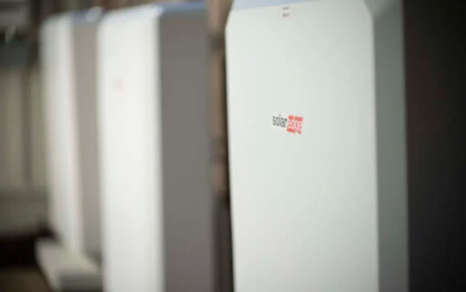 a row of home battery energy storage units