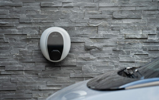 Pod Point says that their smart home charging can charge EVs 10x faster than a 3-pin plug. Image: Pod Point.