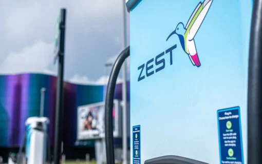 a close up of a zest EV charger