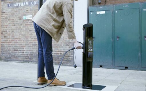 The Chameleon chargepoint stands at just under one meter tall. Image: Connected Kerb.