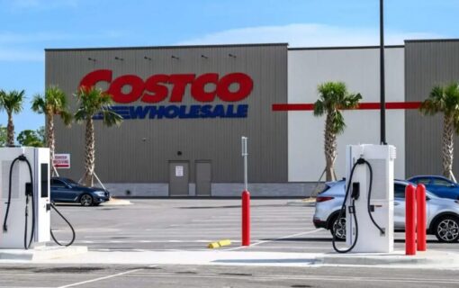 ev chargers in front of a costco supermarket