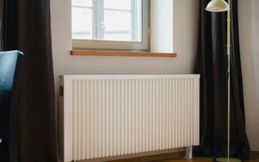 a radiator under a window
