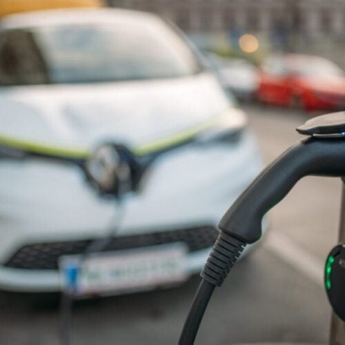 an ev plugged into a chargepoint