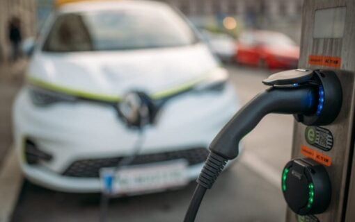 an ev plugged into a chargepoint
