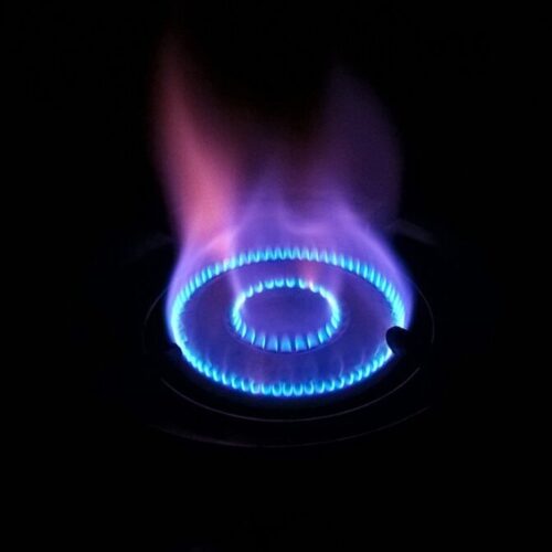 a close up of a gas hob flame