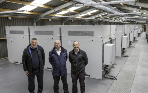 Invinity flow battery modules onsite at the project. Image: Colin Keldie