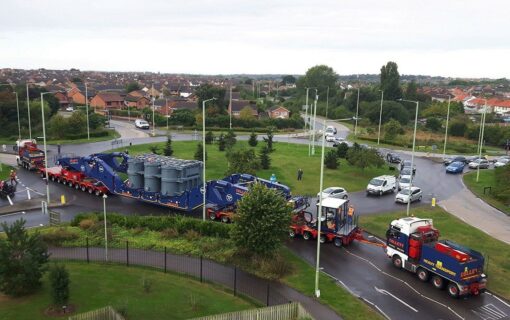 Supergrid transformer is transported on a truck in UK
