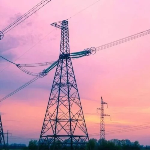 pylons at sunset