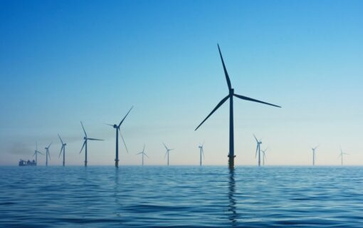 offshore wind turbines at sea