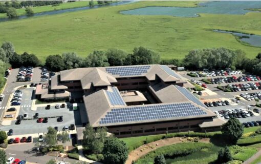 a commercial building from above