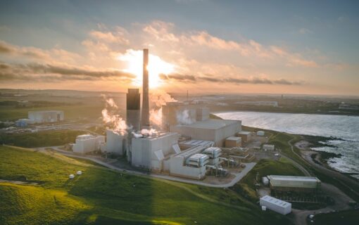 Aerial image of the Peterhead Energy Hub in Scotland, a key renewable energy hub at the forefront of the UK energy industry.