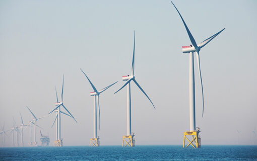 offshore wind turbines at sea