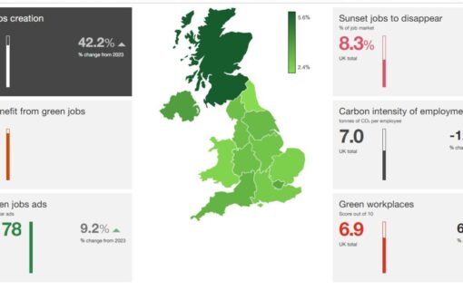 a map of the UK showing green job creation