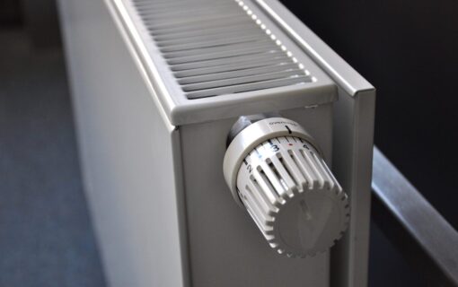 A close up of a white radiator