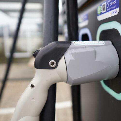a close up of an ev charger